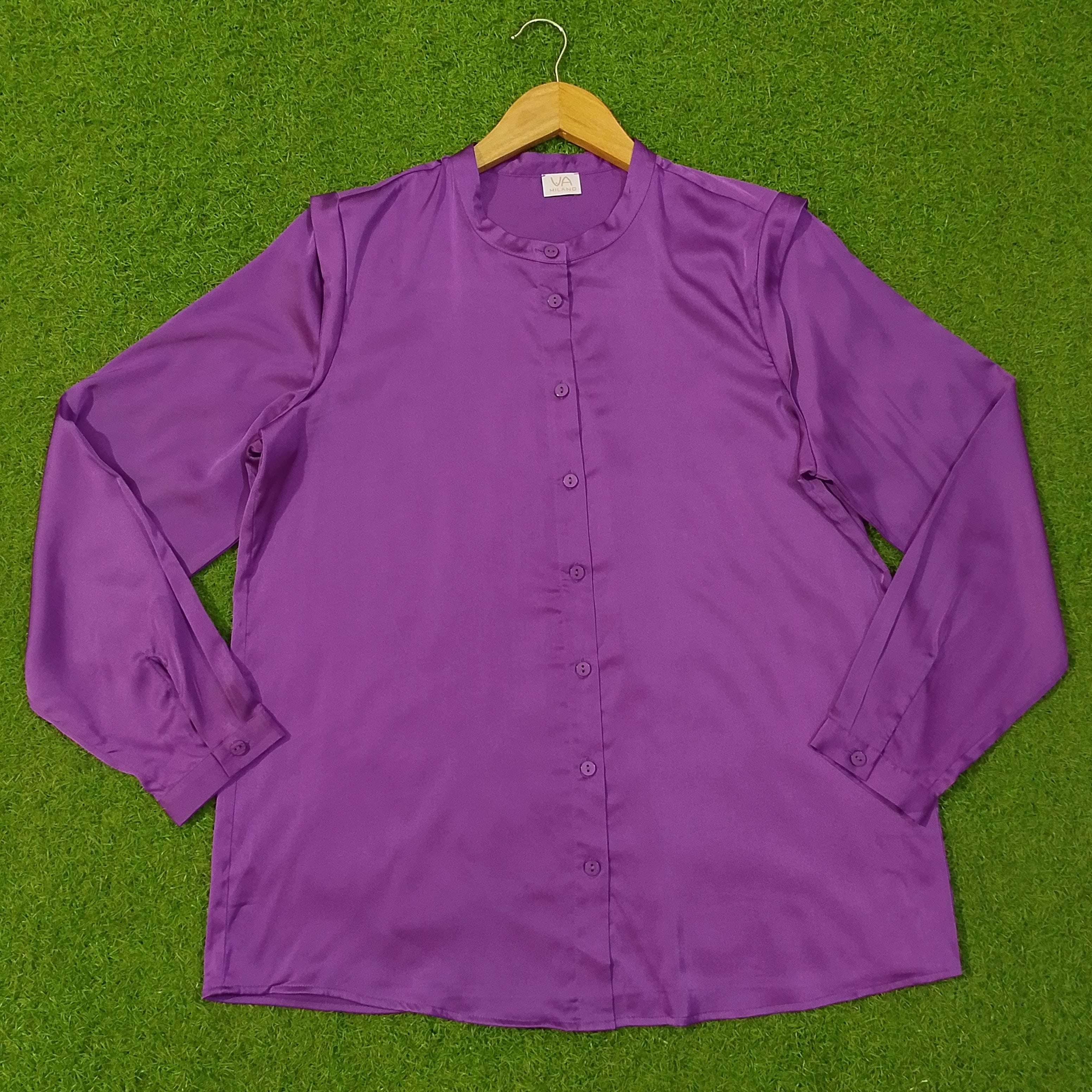 Band Collar Ruffle Neck Button-Down Full Sleeve Shirt western preloved
