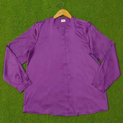 Band Collar Ruffle Neck Button-Down Full Sleeve Shirt western preloved