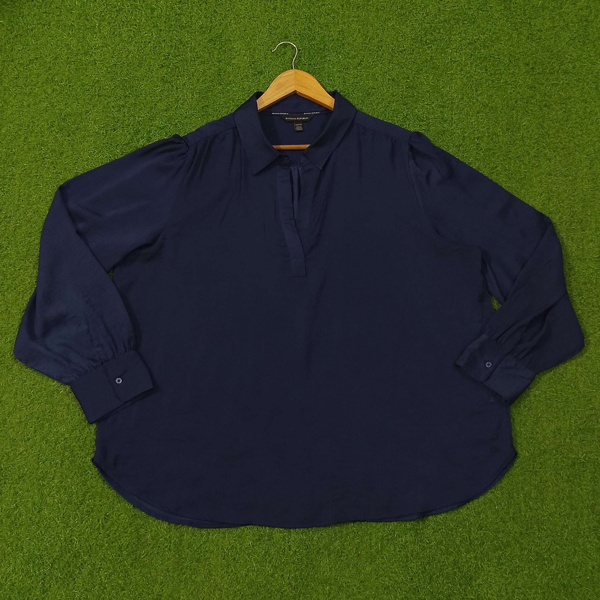 Collar V-Neck Pullover Puff Sleeve Curved Hem Top western preloved