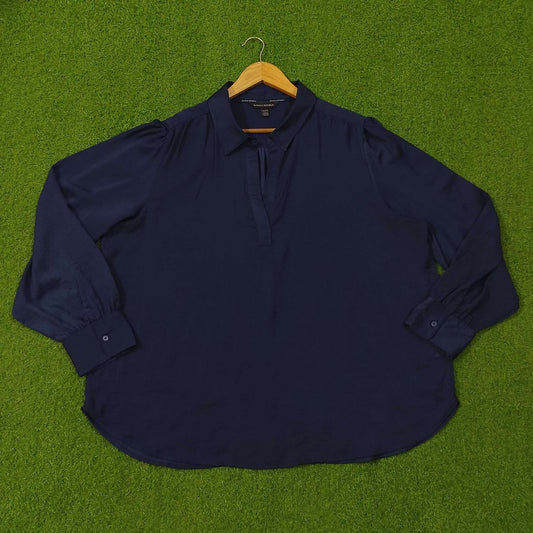 Collar V-Neck Pullover Puff Sleeve Curved Hem Top western preloved