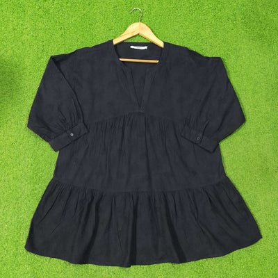 Tiered Peplum V-Neck Drop-Shoulder Top western preloved