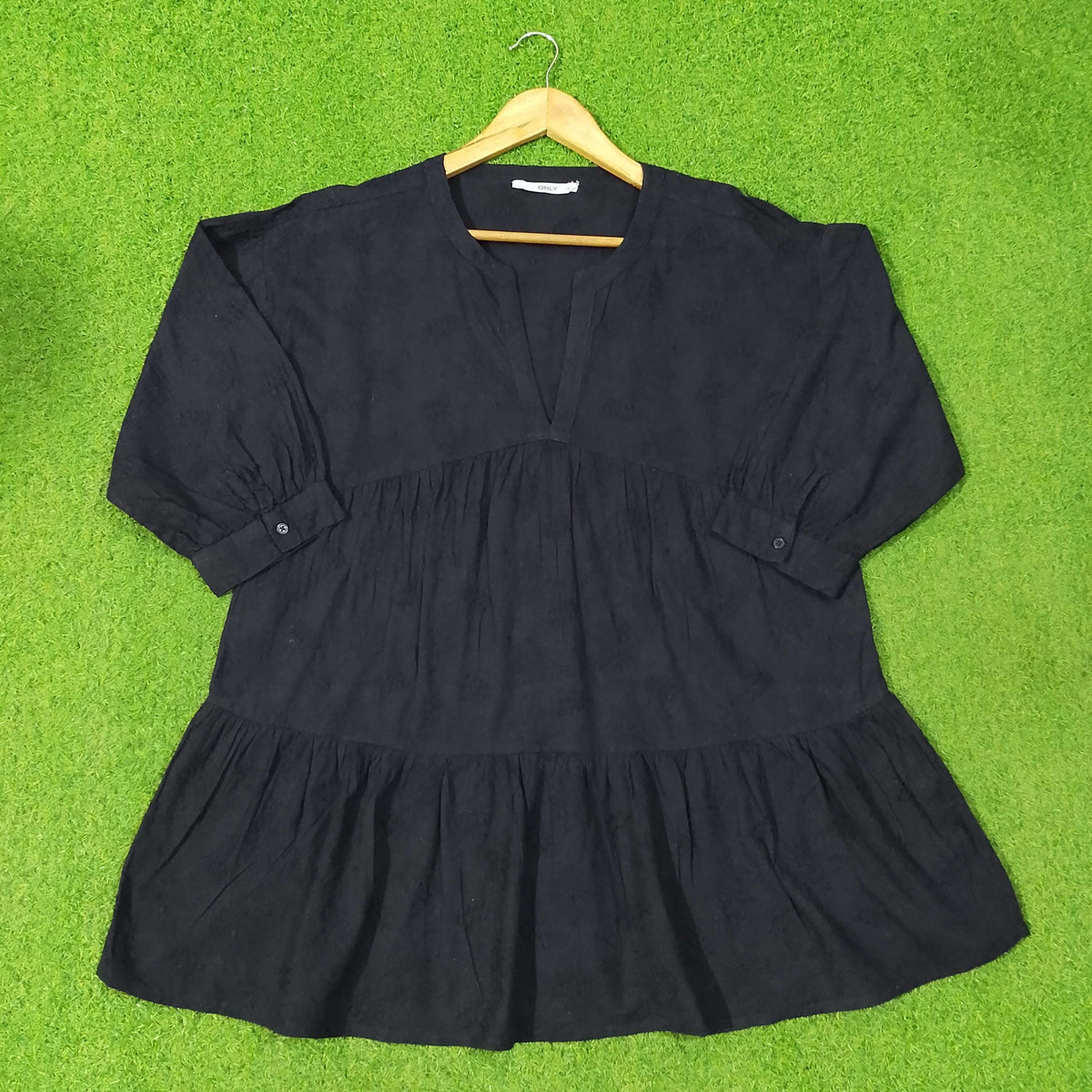 Tiered Peplum V-Neck Drop-Shoulder Top western preloved
