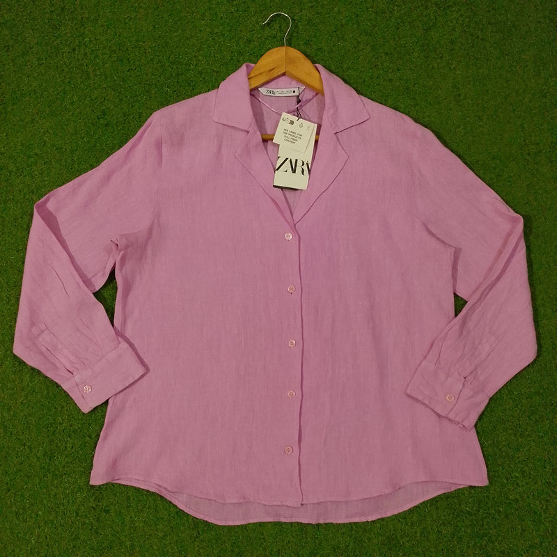 Cropped Open-Collar Button-Down Shirt