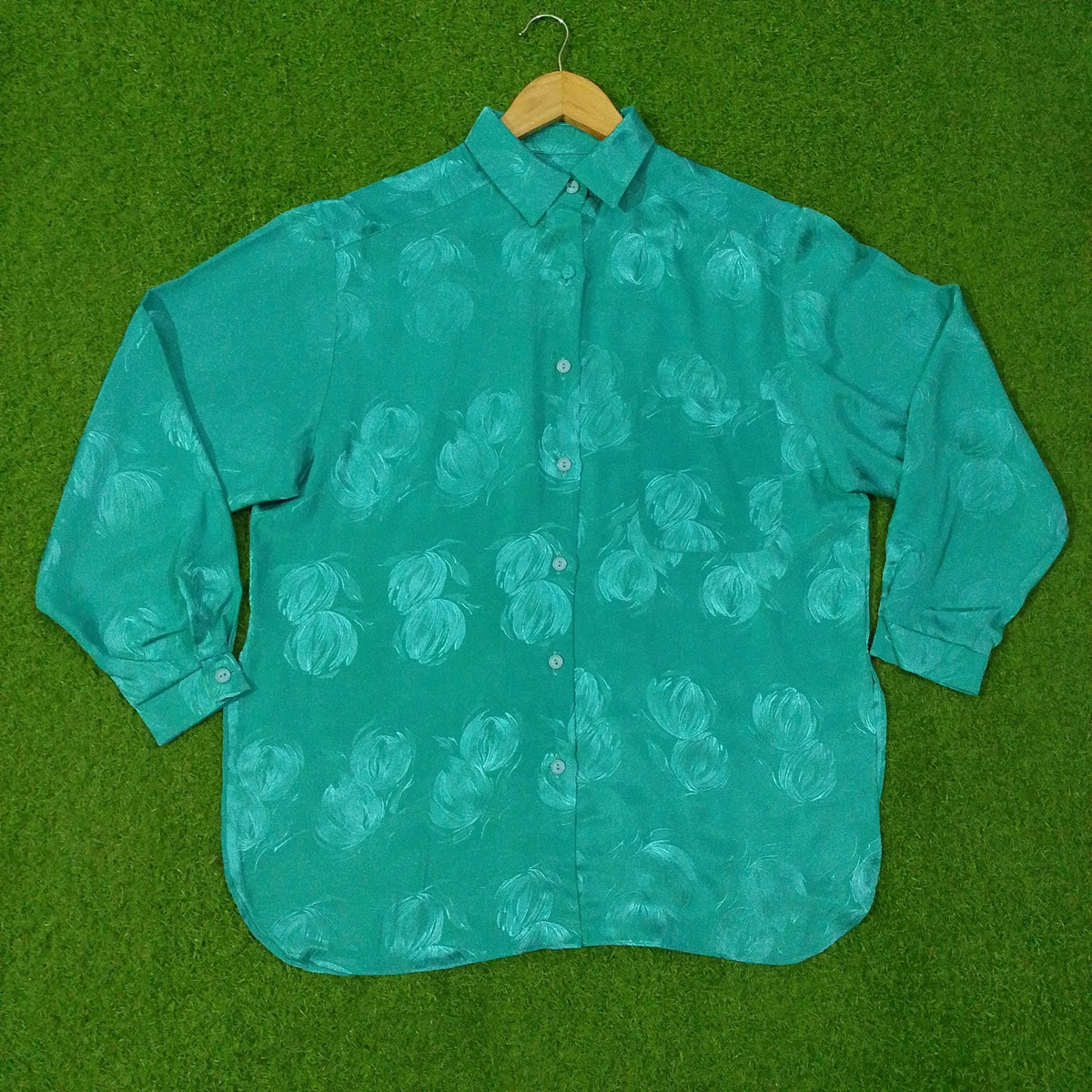 Floral Jacquard Point-Collar Button-Down Shirt western preloved