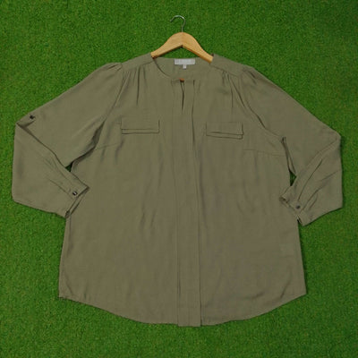 Relaxed Utility Pocket Keyhole-Neck Blouse western preloved