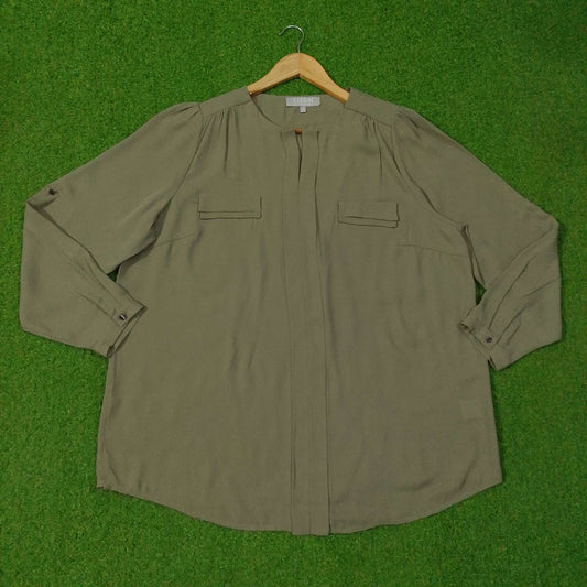 Relaxed Utility Pocket Keyhole-Neck Blouse western preloved