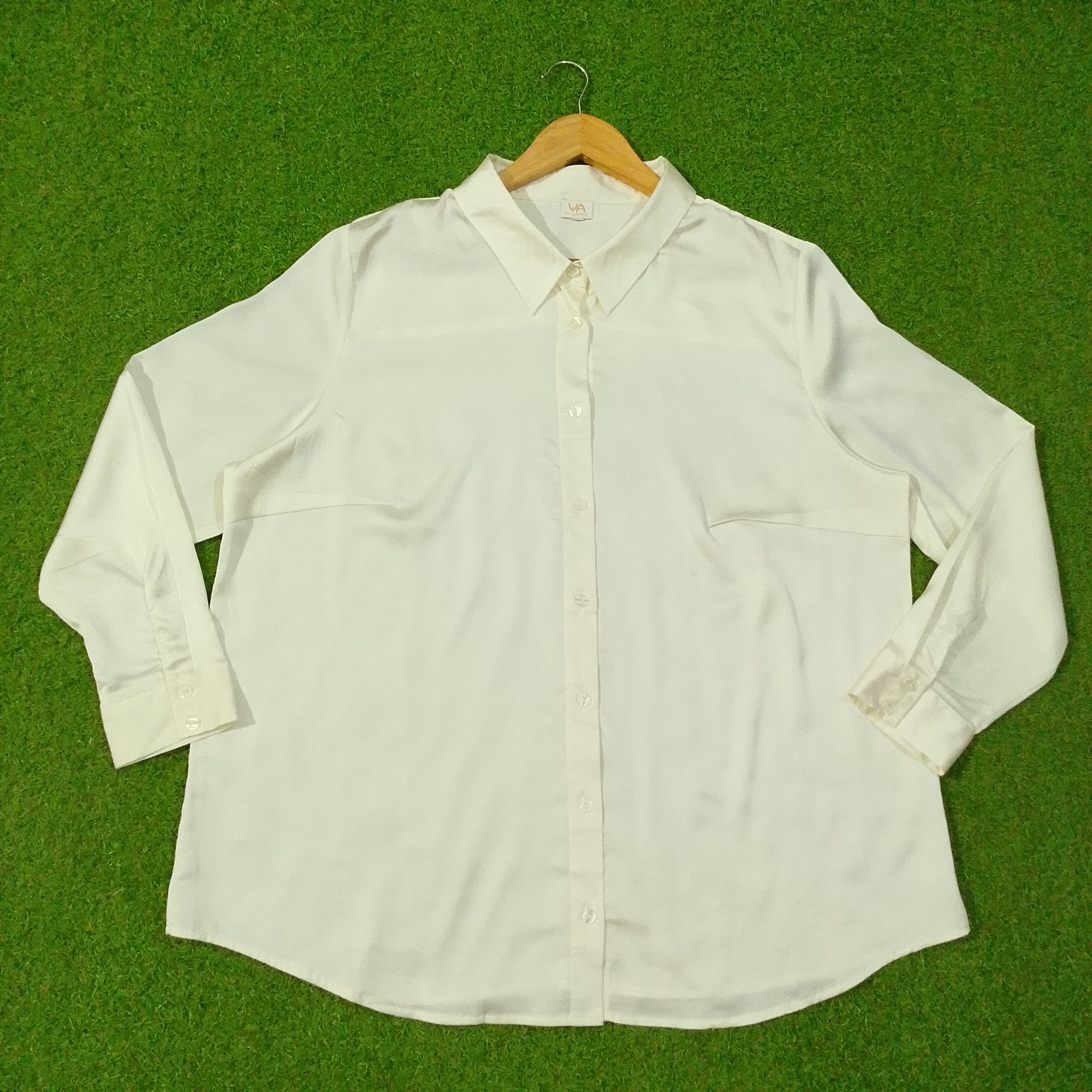 Oversized Point-Collar Silk Shirt