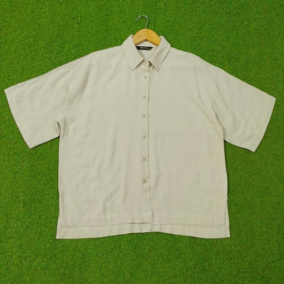 Oversized Short-Sleeve Point-Collar Button-Down Shirt western preloved - alternate view