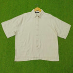 Oversized Short-Sleeve Point-Collar Button-Down Shirt western preloved