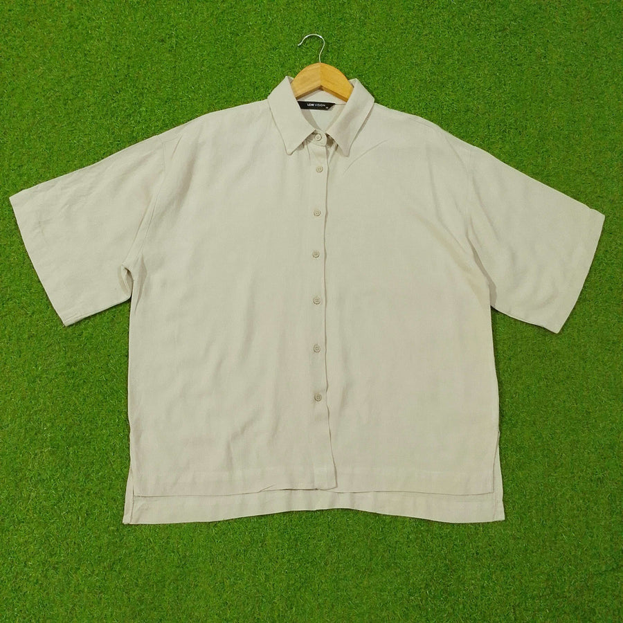 Oversized Short-Sleeve Point-Collar Button-Down Shirt western preloved - alternate view
