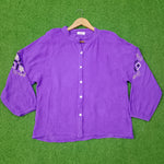 Purple Embroidered Drop Shoulder Full Sleeve Top