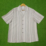 White Multi Stripe Open Collar Short Sleeve Shirt western preloved