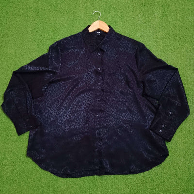 Black Tonal Leopard Print Full Sleeve Shirt western preloved - alternate view