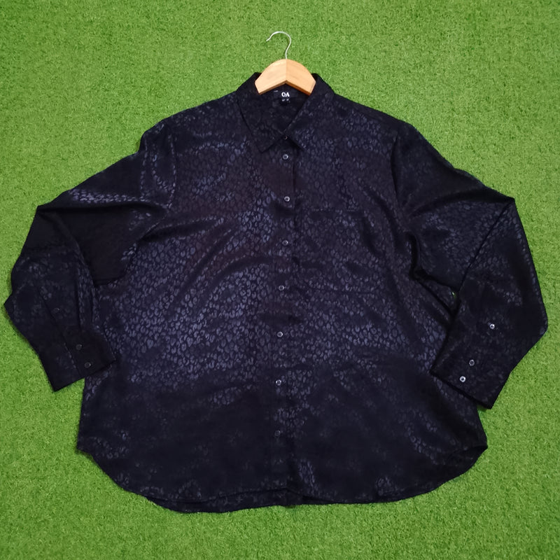 Black Tonal Leopard Print Full Sleeve Shirt