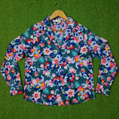 Women’s Floral Printed Code Collared Button-Down Shirt