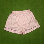Blush Notch Collar Dark Piping Short Sleeve Shirt & Shorts Pyjama Set