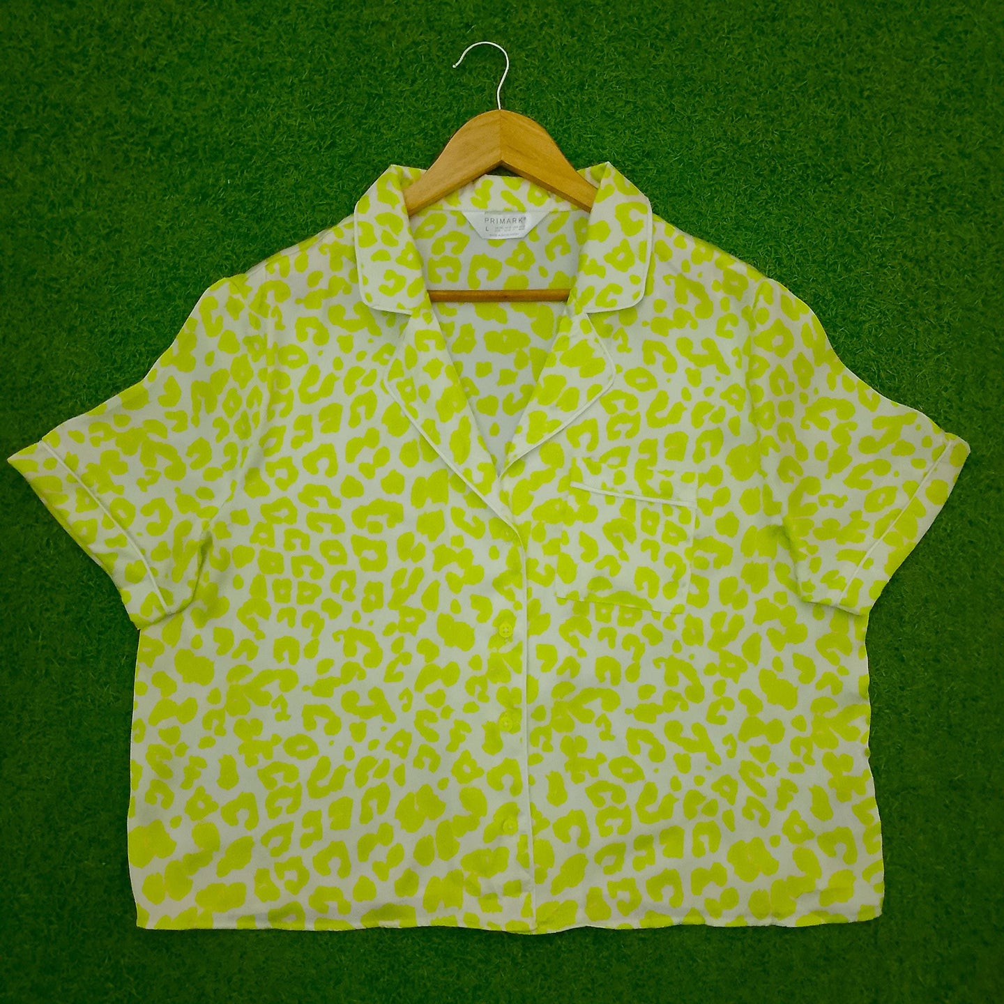 Neon Yellow Leopard Print Short Co-ord Set western preloved