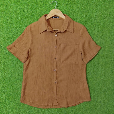 Solid Classic Collar Chest Pocket Short Sleeve Shirt western preloved