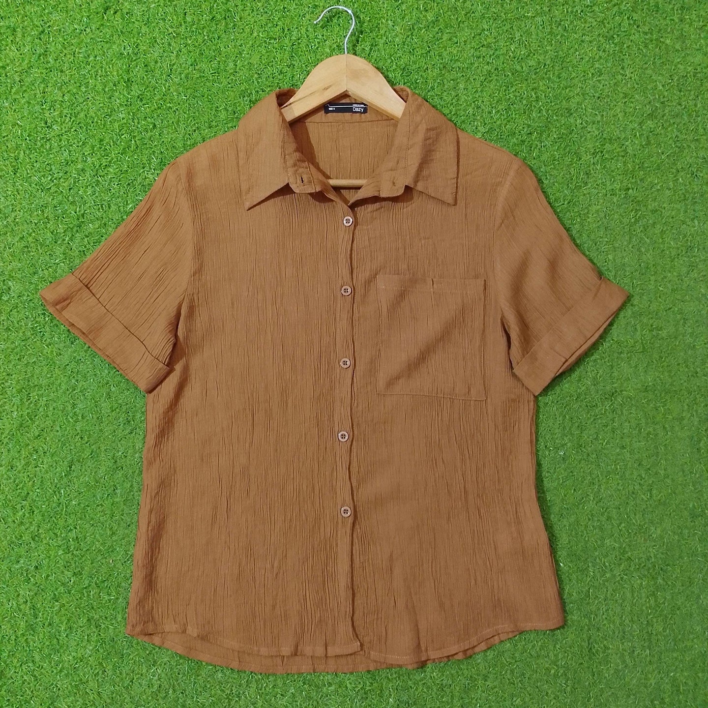 Solid Classic Collar Chest Pocket Short Sleeve Shirt western preloved