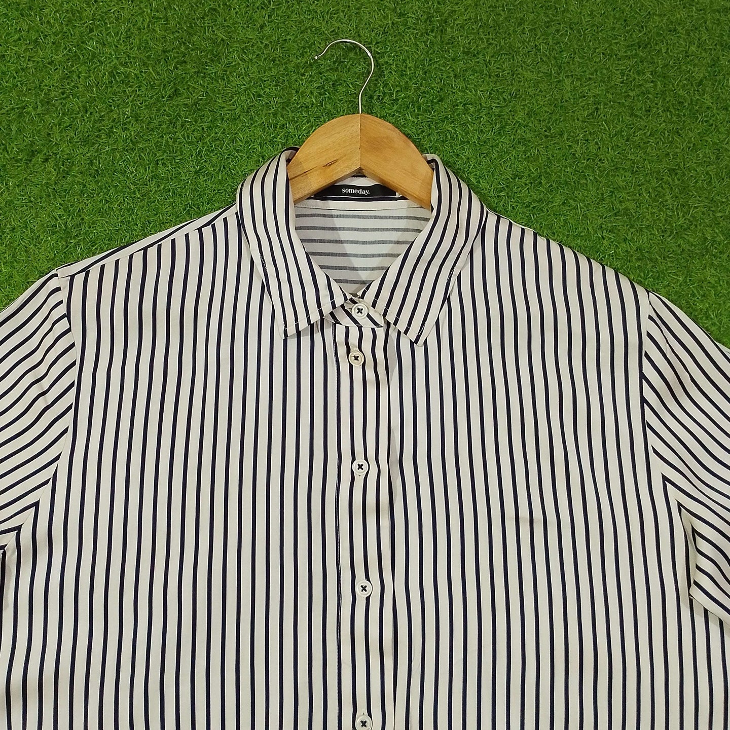 Oversized Stripe Classic Collar Button-Down Full Sleeve Shirt western preloved