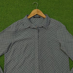 Grey Check Print Concealed Placket Classic Collar Full Sleeve Shirt