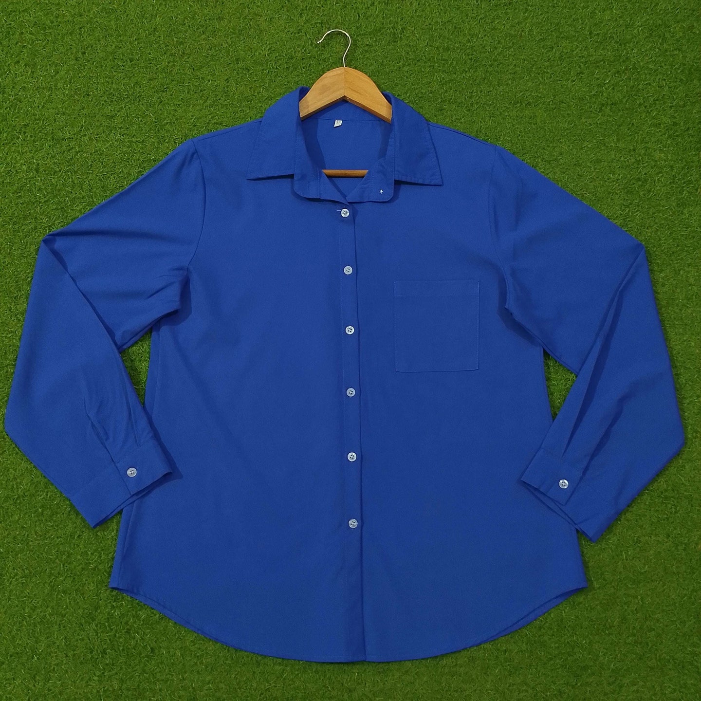 Royal Blue Solid Button-Down Full Sleeve Shirt western preloved