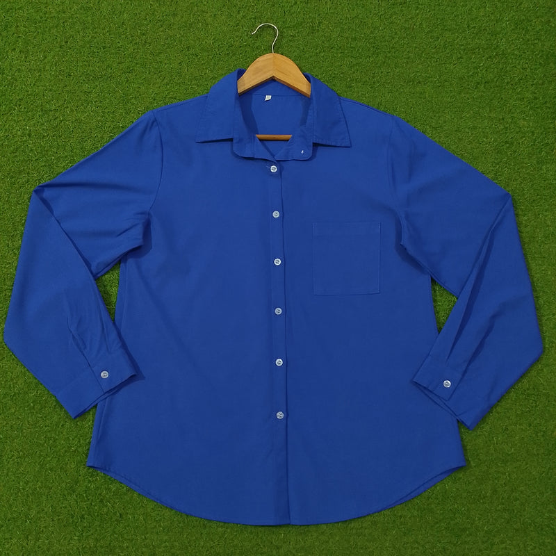 Royal Blue Solid Button-Down Full Sleeve Shirt