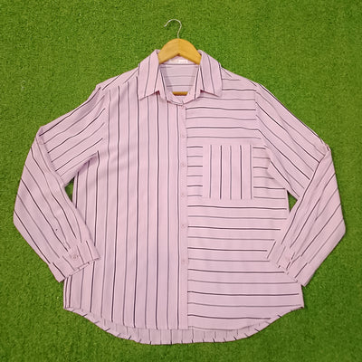 Lilac Mixed Stripe Full Sleeve Button-Down Shirt - Front View