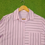 Lilac Mixed Stripe Full Sleeve Button-Down Shirt - Collar Detail