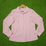Pink White Pinstripe Full Sleeve Button-Down Shirt - Front View