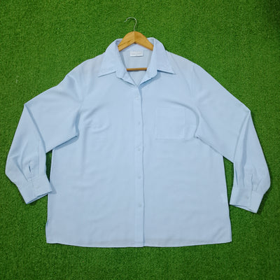 Sky Blue Tonal Embroidered Collar Chest Pocket Classic Collar Full Sleeve Shirt