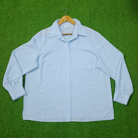 Sky Blue Tonal Embroidered Collar Chest Pocket Classic Collar Full Sleeve Shirt