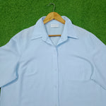 Sky Blue Tonal Embroidered Collar Shirt - Detail