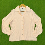 Peach Floral Print Full Sleeve Button-Down Shirt - Front View