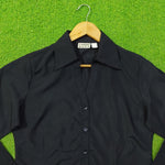 Black Solid Full Sleeve Button-Down Shirt - Collar Detail