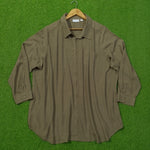 Olive Solid Classic Collar Chest Pocket Cuffed Sleeve Longline Shirt
