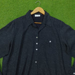 Navy Blue Micro Dot Print Classic Collar Full Sleeve Shirt - Detail