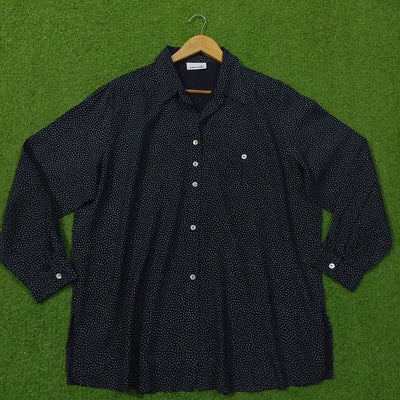 Navy Blue Micro Dot Print Classic Collar Full Sleeve Shirt