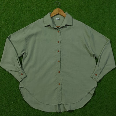 Sage Green Drop Shoulder Classic Collar Full Sleeve Shirt
