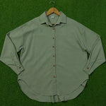 Sage Green Drop Shoulder Classic Collar Full Sleeve Shirt