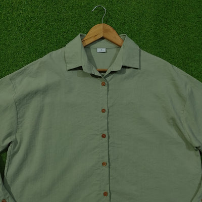 Sage Green Drop Shoulder Shirt - Detail - alternate view