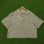 Beige Cropped Short Sleeve Shirt - Front View
