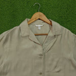 Beige Cropped Short Sleeve Shirt - Detail View