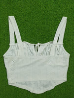 White eyelet broderie corset crop top - front detail view