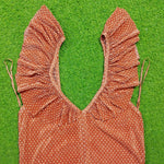 Rust Polka Dot Ruffle Flutter Sleeve Corset Crop Top