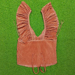 Rust polka dot ruffle flutter sleeve corset crop top - back view