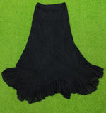Black lace crochet maxi skirt with ruffle hem - full front view