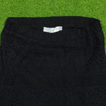 Black lace crochet maxi skirt - waistband and brand label detail