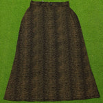 Olive black zebra wave print A-line maxi skirt - front full view