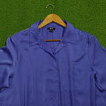 Periwinkle Blue Oversized Long Sleeve Shirt - Collar Detail